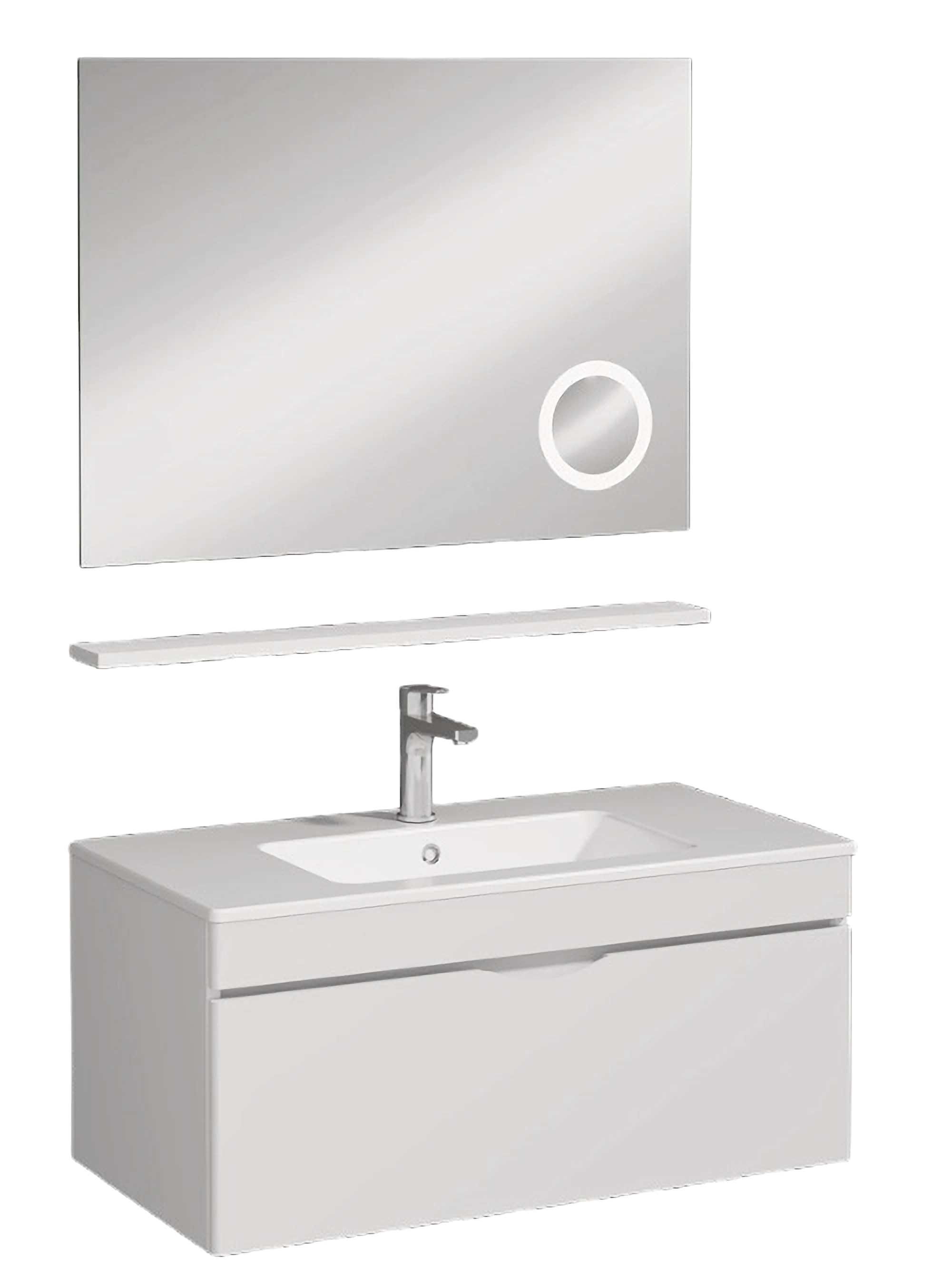 ISVEA Roya Tek Çekmeceli Lavabo Ünitesi 90 cm + Büyüteçli Ayna / Set