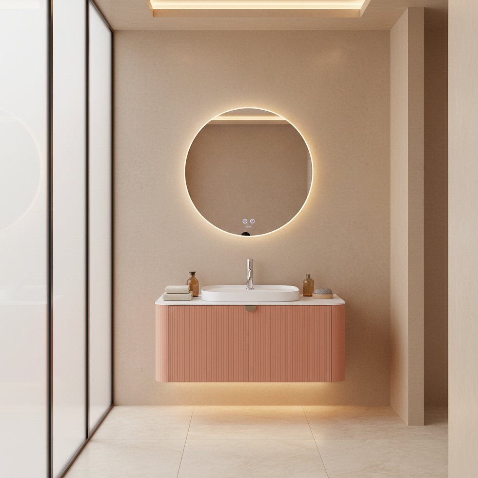 ISVEA Infinity Raggio Somon Lavabo Ünitesi 100 cm Beyaz Lavabo+Ayna / Set