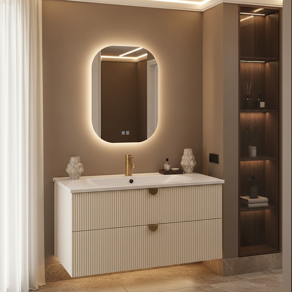 ISVEA Infinity Krem Lavabo Ünitesi 80 cm + Led'li Ayna / Set