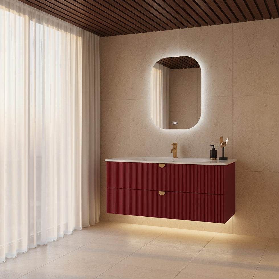 ISVEA Infinity Yakut Kırmızı Lavabo Ünitesi 120 cm + Led'li Ayna / Set farklı görünüm