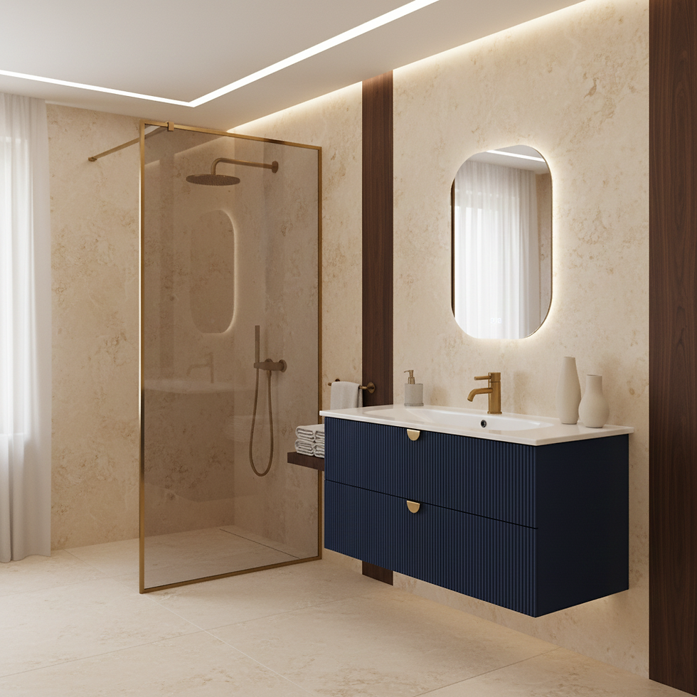 ISVEA Infinity Gece Mavisi Lavabo Ünitesi 100 cm + Led'li Ayna / Set farklı görünüm
