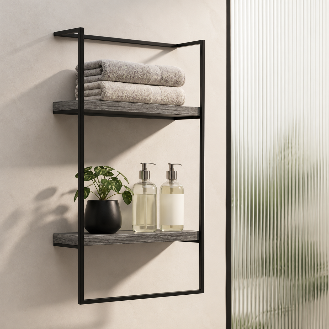ISVEA Metal Açık Raf ve Havluluk 40 cm Retro Gümüş banyo ortamında