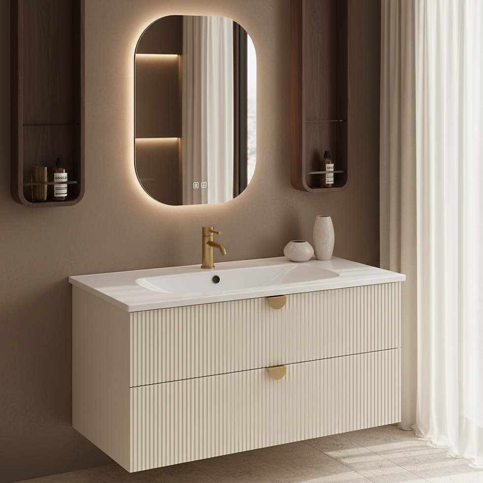 ISVEA Infinity Krem Lavabo Ünitesi 80 cm + Led'li Ayna / Set farklı görünüm