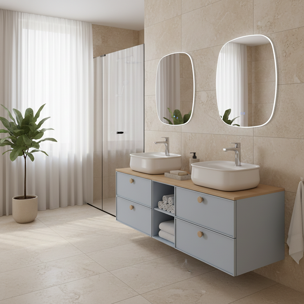 ISVEA Mondo Lavabo Dolabı, 4 Çekmece, 150 cm + Led'li Ayna / Set - Turkuaz