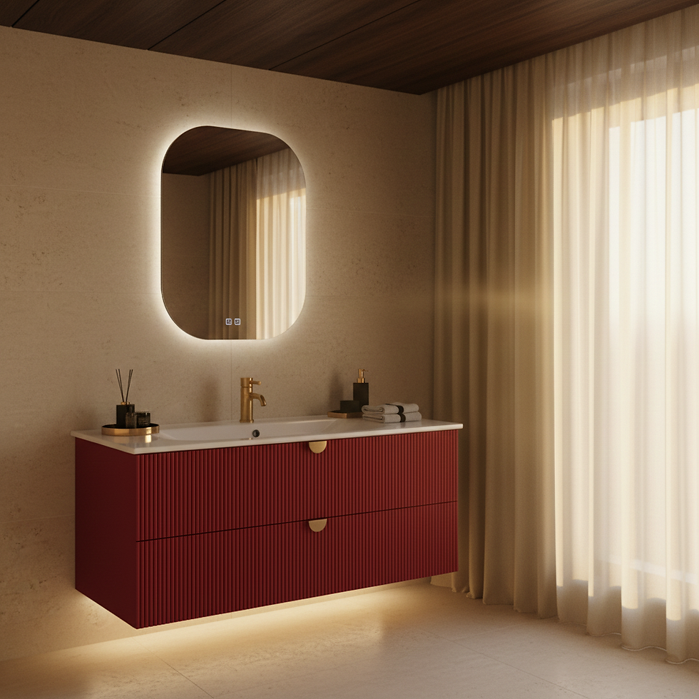 ISVEA Infinity Yakut Kırmızı Lavabo Ünitesi 120 cm + Led'li Ayna / Set