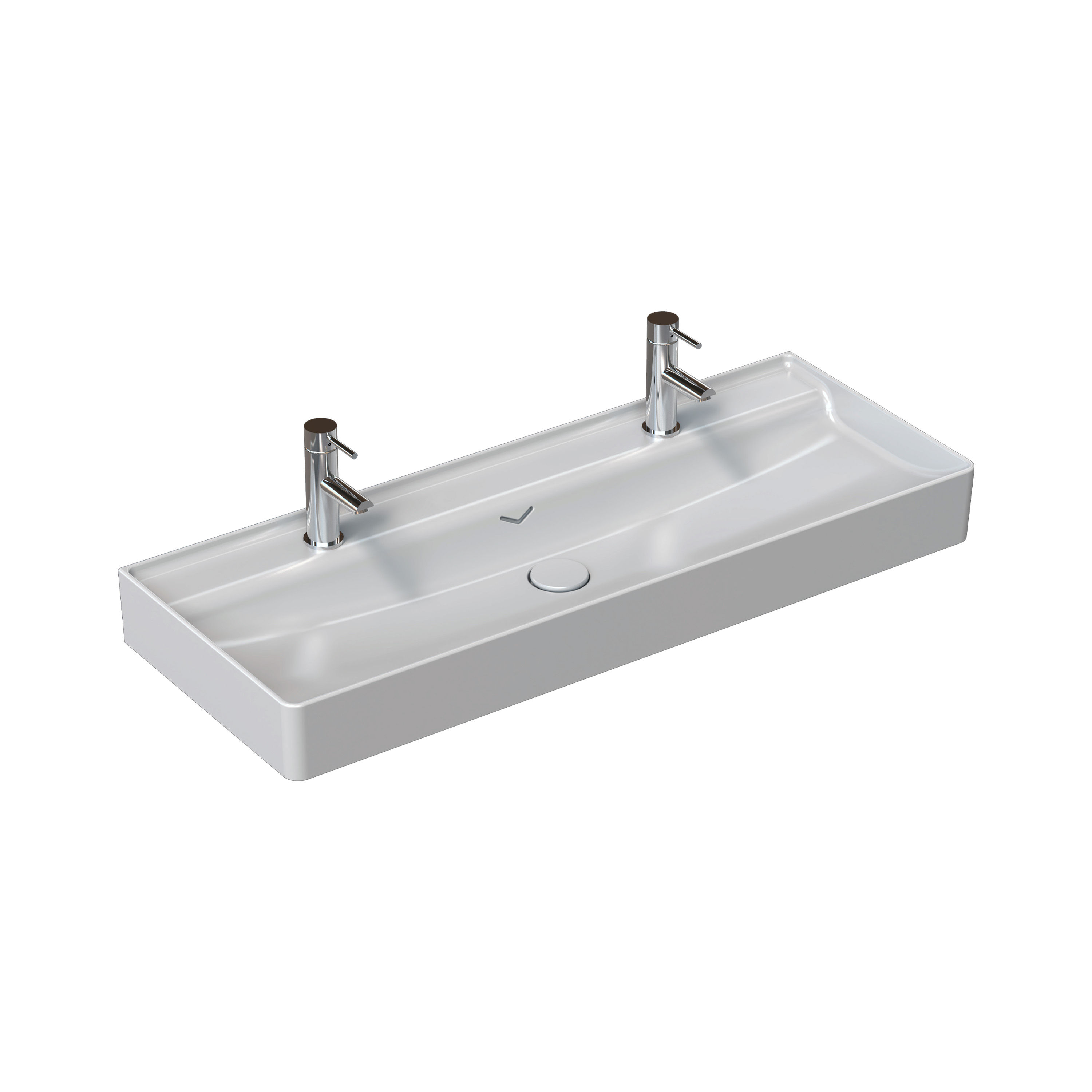 ISVEA Vea Tezgah Üstü Lavabo 121 cm Çift Bataryalı, Beyaz