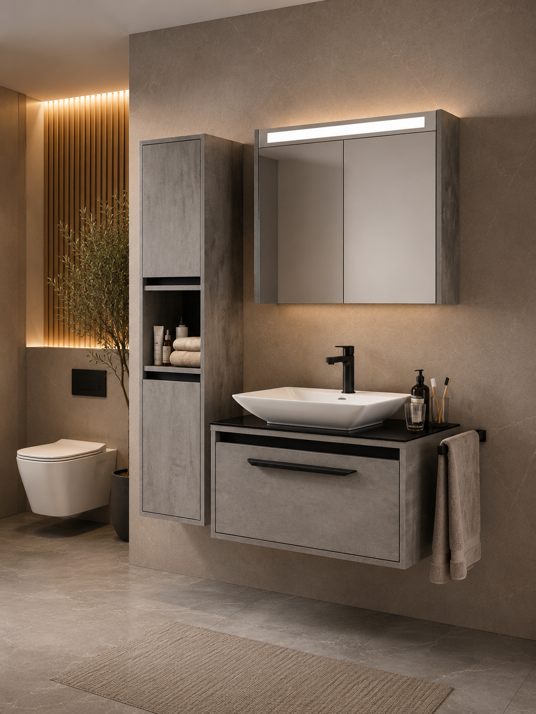 ISVEA Bella Lavabo Ünitesi, 90 cm, Beyaz Lavabolu, Antik Gümüş + Ayna / Set