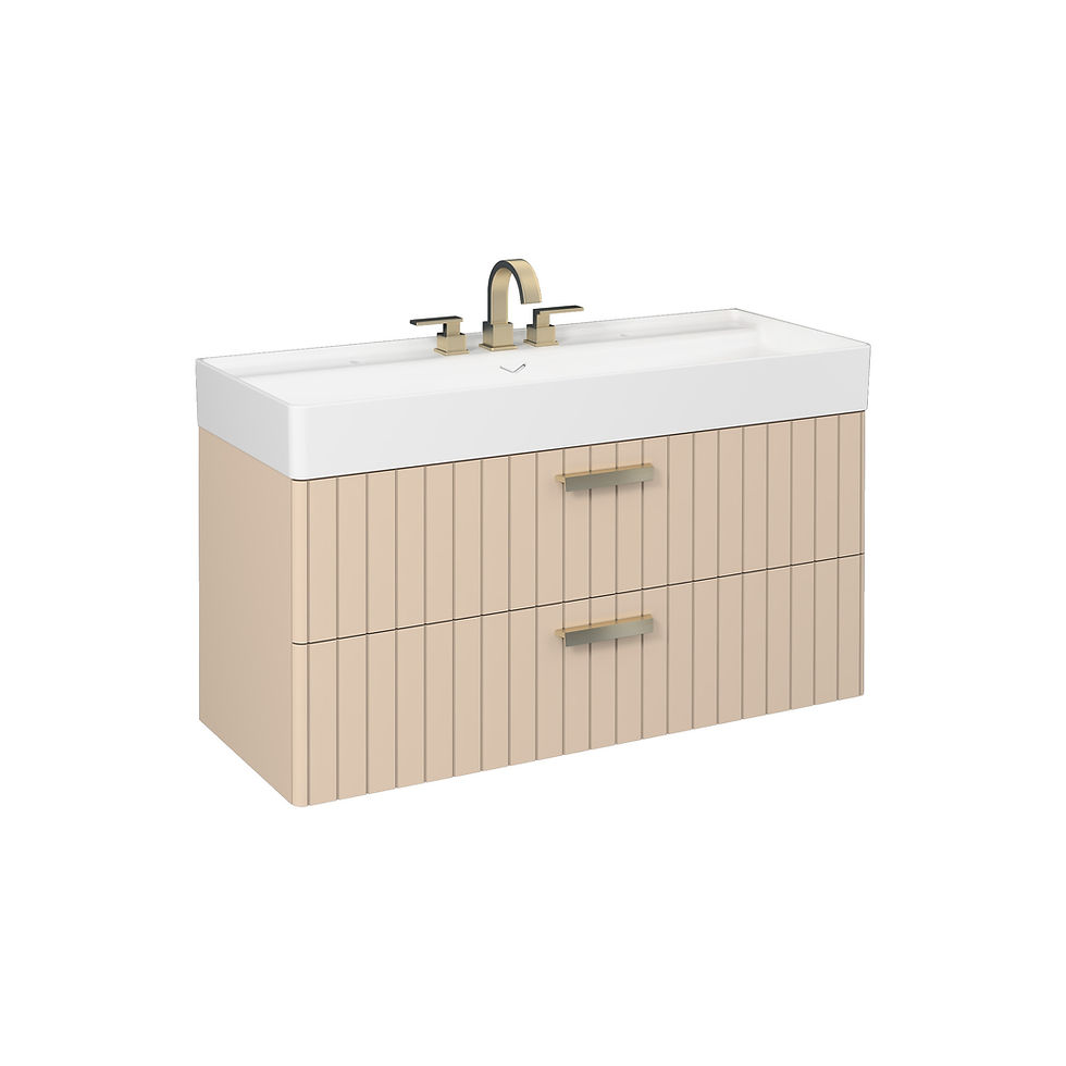 Küçük resim: İsvea Vea Lavabo Ünitesi, 120 cm, Fırçalı Altın Kulp + Ayna  / Set