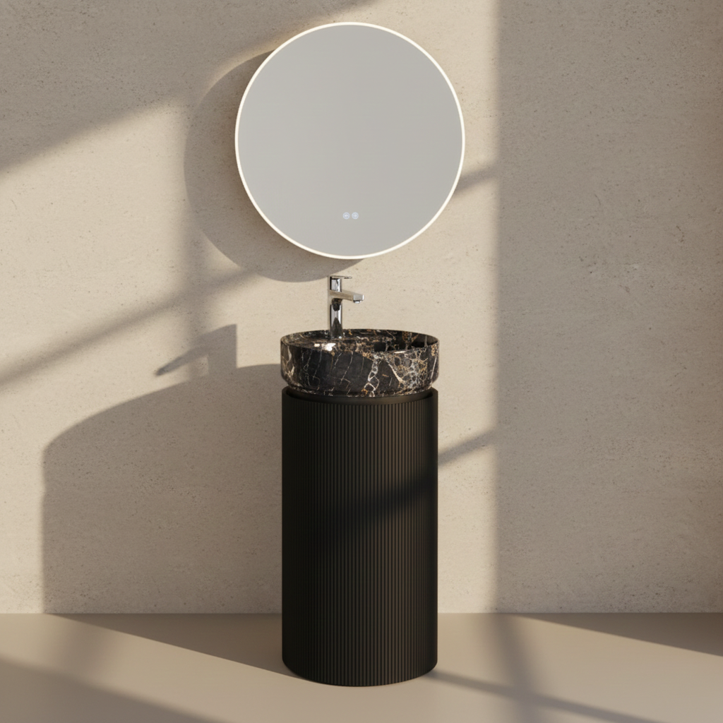 Infınıty Mono Lavabo Dolabı, Marmo Siyah Lavabolu 41 cm + Ayna / Set