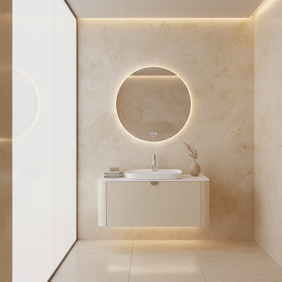 ISVEA Infinity Raggio Krem Lavabo Ünitesi 100 cm Beyaz Lavabo+Ayna / Set