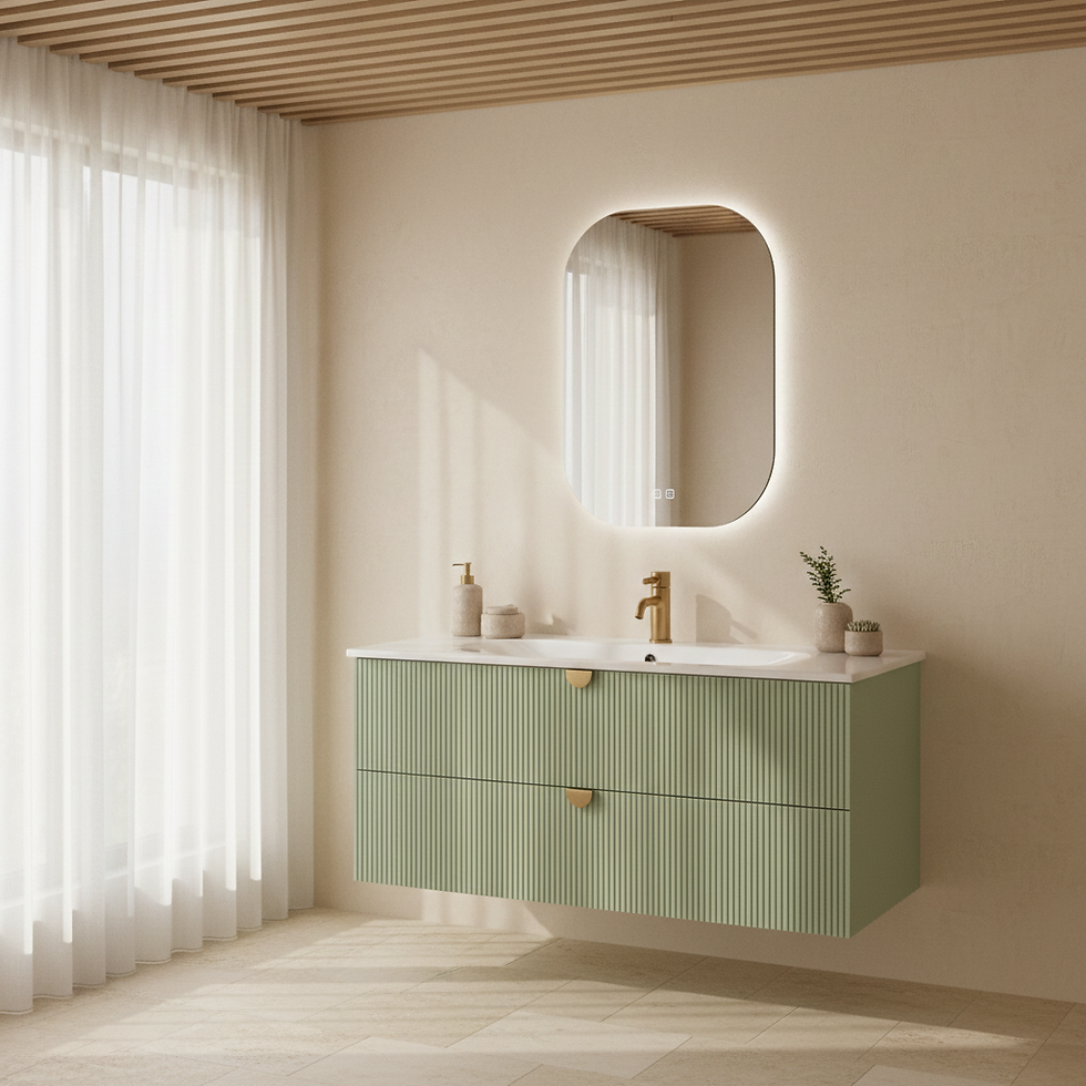 ISVEA Infinity Pastel Yeşil Lavabo Ünitesi 120 cm + Led'li Ayna / Set farklı görünüm