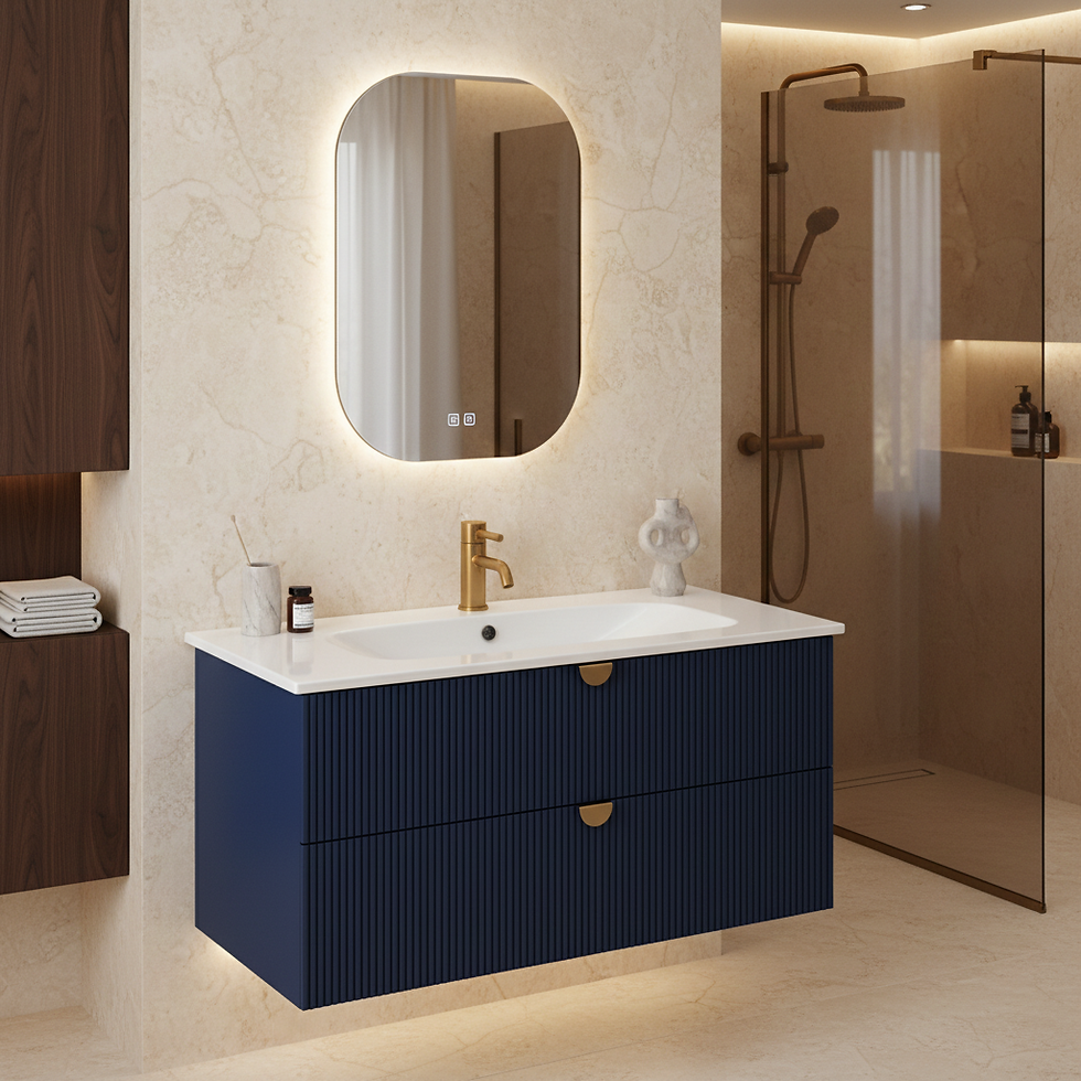 ISVEA Infinity Gece Mavisi Lavabo Ünitesi 100 cm + Led'li Ayna / Set