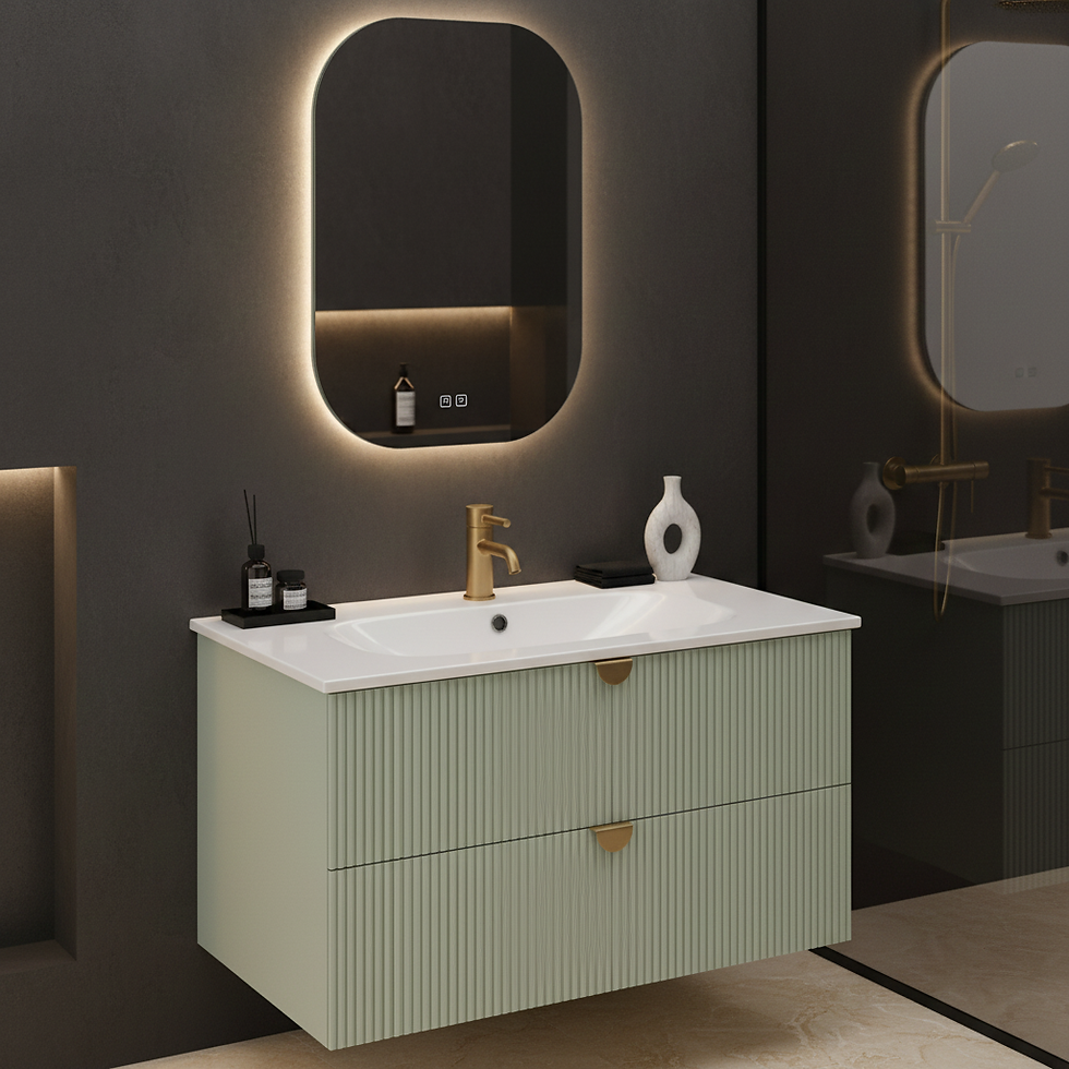 ISVEA Infinity Pastel Yeşil Lavabo Ünitesi 80 cm + Led'li Ayna / Set farklı görünüm
