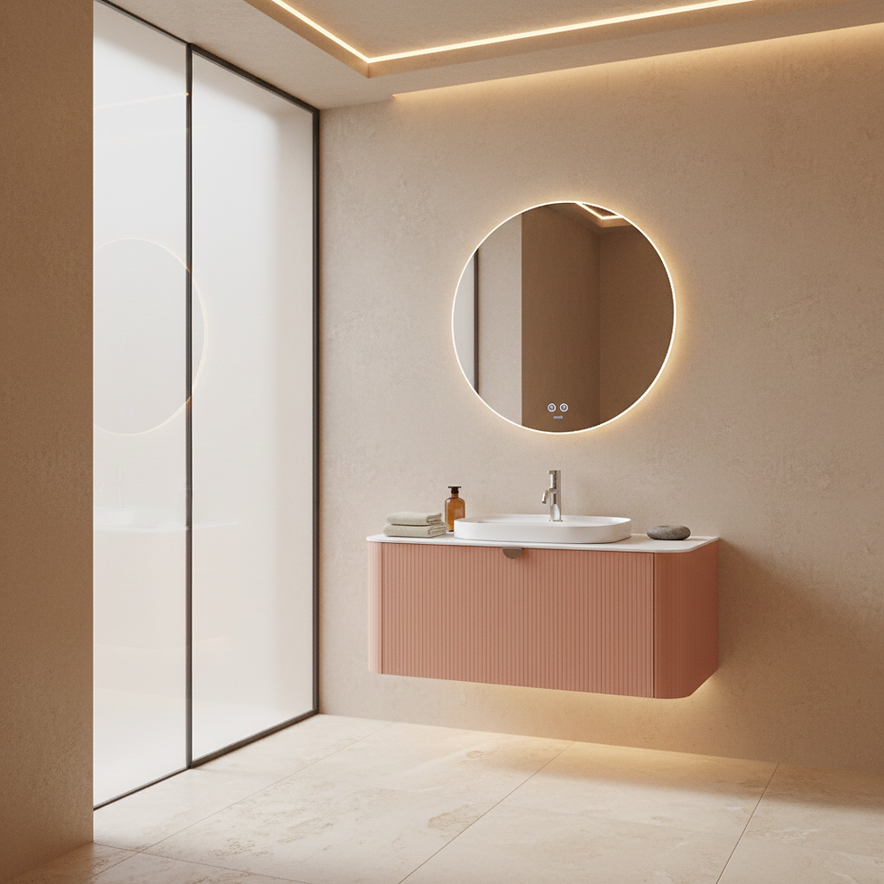 ISVEA Infinity Raggio Somon Lavabo Ünitesi 100 cm Beyaz Lavabo+Ayna / Set farklı görünüm