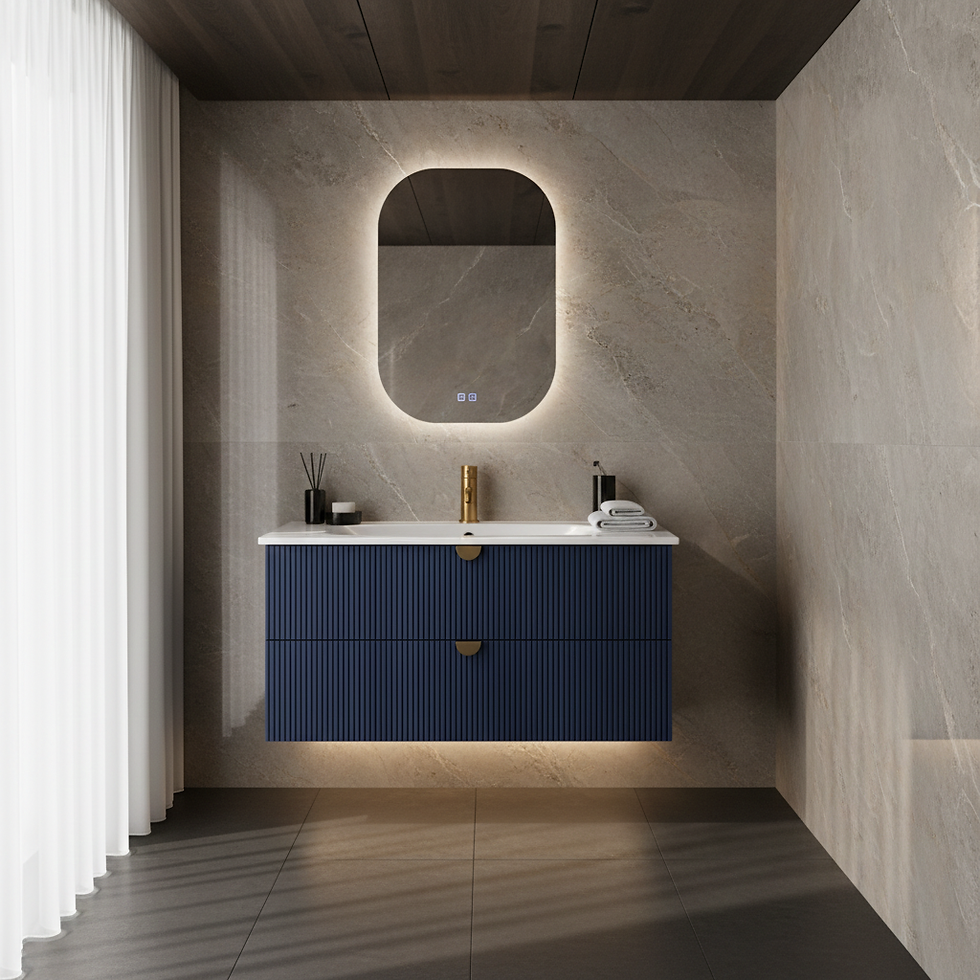 ISVEA Infinity Gece Mavisi Lavabo Ünitesi 120 cm + Led'li Ayna / Set farklı görünüm