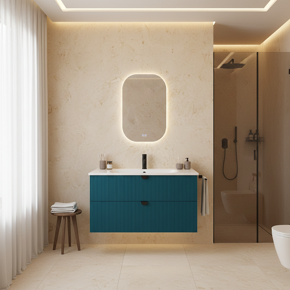 ISVEA Infinity Okyanus Lavabo Ünitesi 100 cm + Led'li Ayna / Set