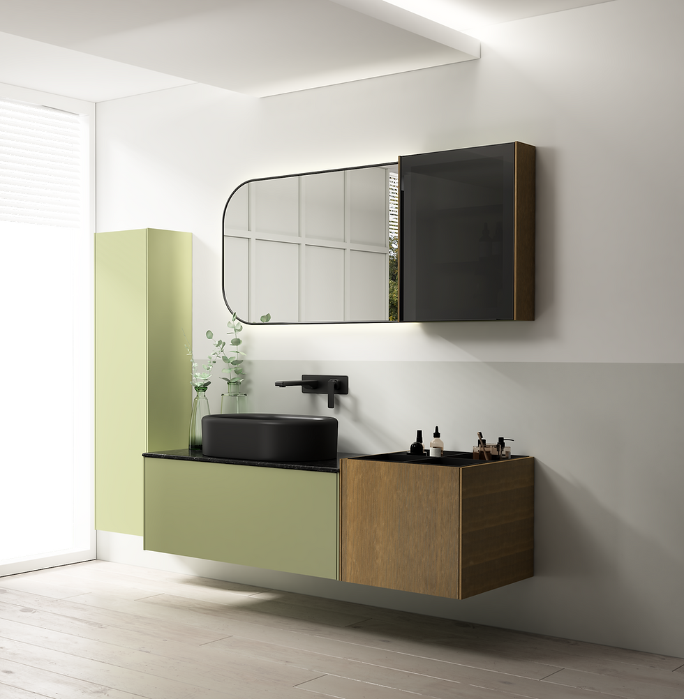 ISVEA Curvo Lavabo Ünitesi 150 cm – Siyah Lavabolu