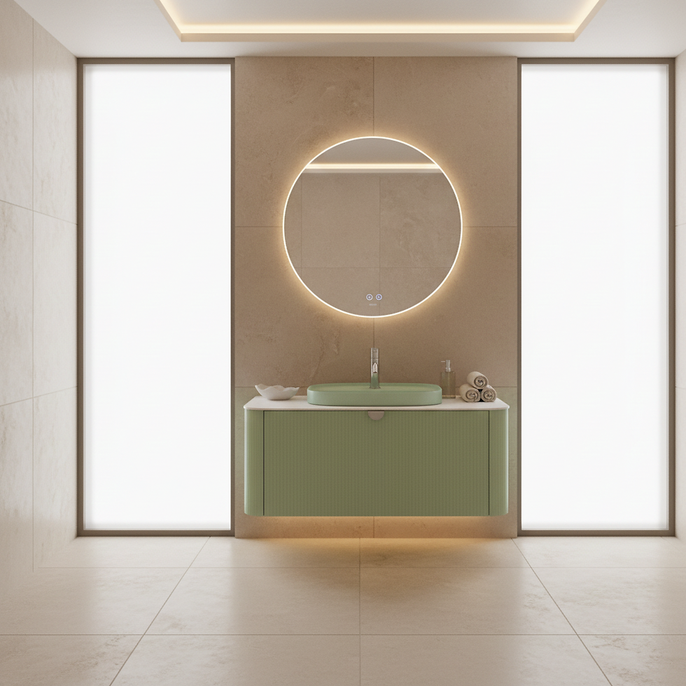 ISVEA Infinity Raggio Pastel Yeşil Lavabo Ünitesi 100 cm Mint Lavabo+Ayna / Set farklı görünüm