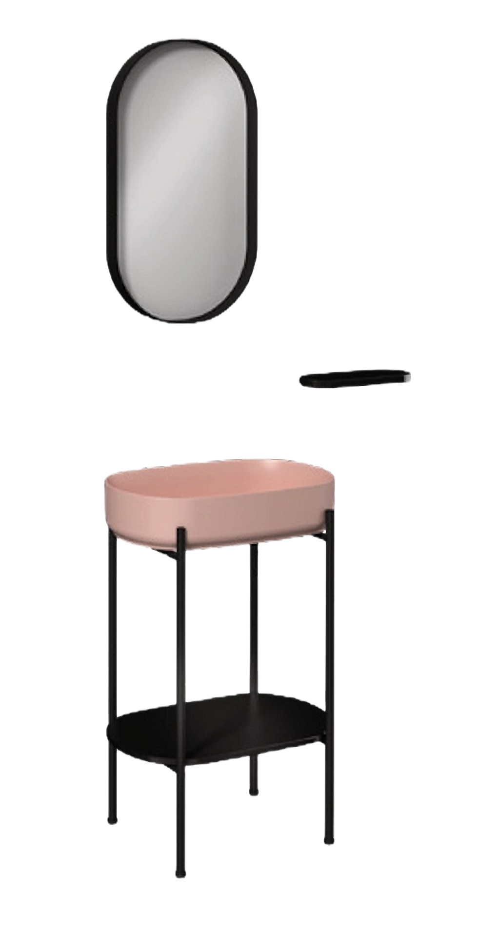 Miniaturbild: İsvea Puno Metal Profil Siyah Lavabo Ünitesi, 55 cm + Ayna / Set 