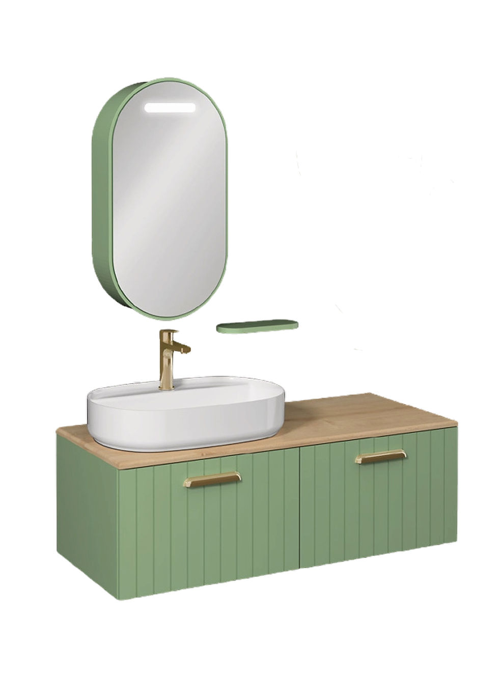 ISVEA Rinato 120 cm Pastel Yeşil Lavabo Ünitesi ve Ayna Seti farklı görünüm