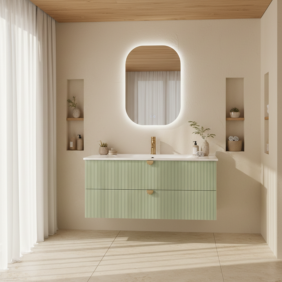 ISVEA Infinity Pastel Yeşil Lavabo Ünitesi 120 cm + Led'li Ayna / Set