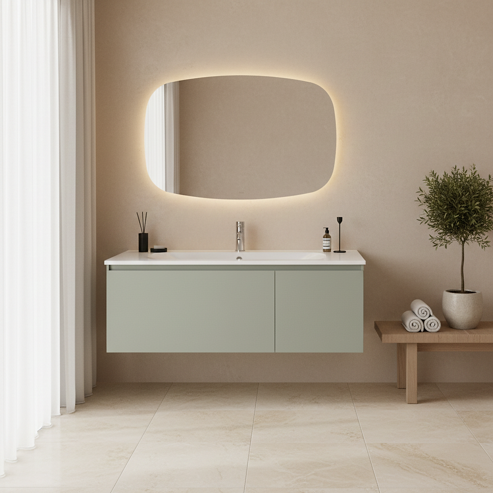 Thumbnail: İsvea Coredo Çimento Gri Lavabo Ünitesi 120 cm, Led’li Ayna / Set 