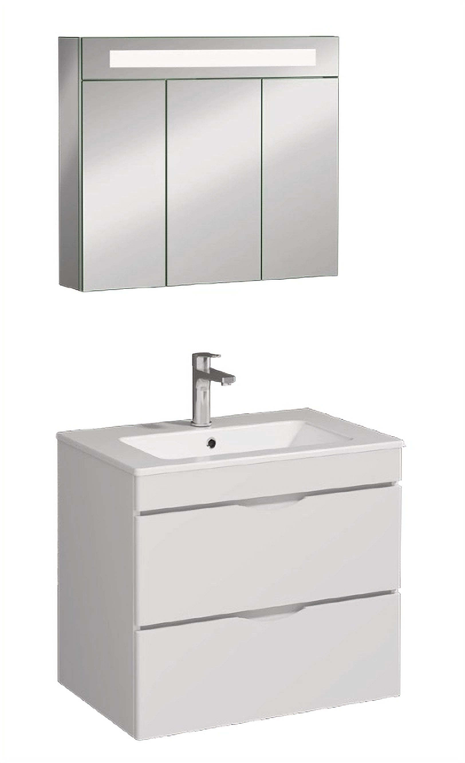 İsvea Roya Çift Çekmeceli Lavabo Ünitesi 80 cm + Dolaplı Ayna / Set