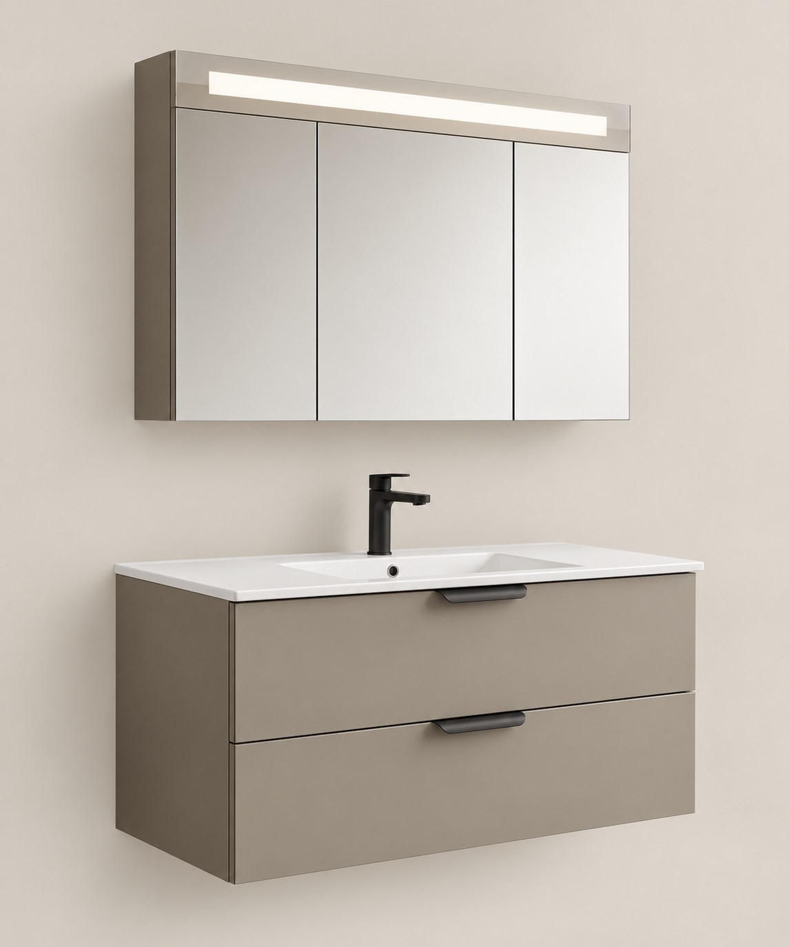 ISVEA Liv Lavabo Ünitesi, Çift Çekmeceli, 120cm, Dolaplı Ayna, Lava