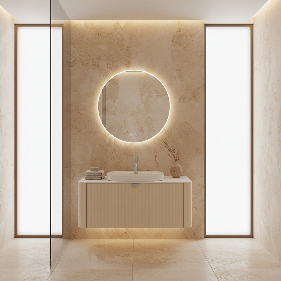 ISVEA Infinity Raggio Krem Lavabo Ünitesi 100 cm Beyaz Lavabo+Ayna / Set farklı görünüm