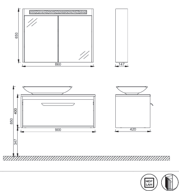 Küçük resim: ISVEA Bella Lavabo Ünitesi, 90 cm, Beyaz Lavabolu, Antik Gümüş + Ayna / Set  farklı görünüm