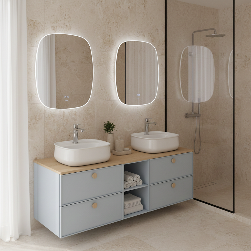 ISVEA Mondo Lavabo Dolabı, 4 Çekmece, 150 cm + Led'li Ayna / Set - Turkuaz farklı görünüm