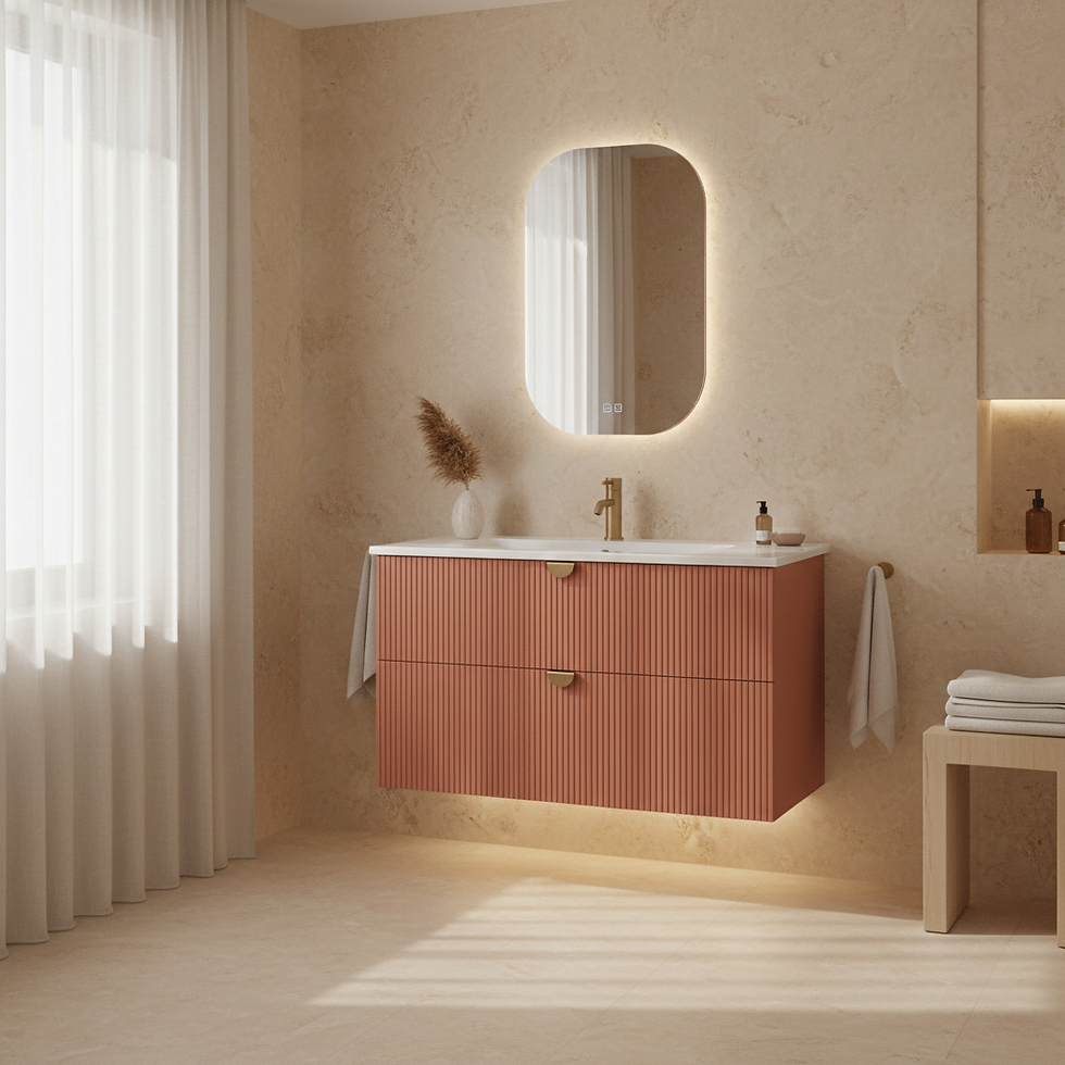 ISVEA Infinity Koyu Somon Lavabo Ünitesi 100 cm + Led'li Ayna / Set