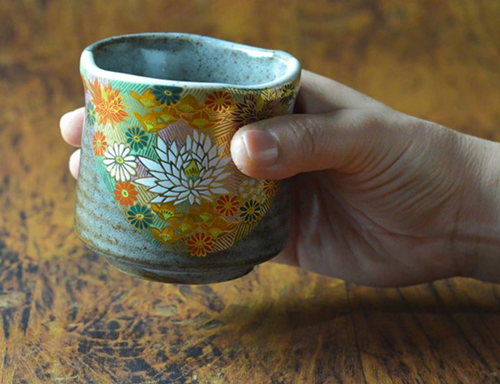 九谷焼錦繡繁花金花茶壺和茶杯套裝Kutani Floral Tea Pot and