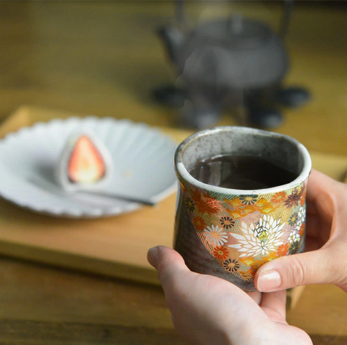 九谷 茶壺 九谷焼錦繡繁花金花茶壺和茶杯套裝Kutani Floral Tea Pot and