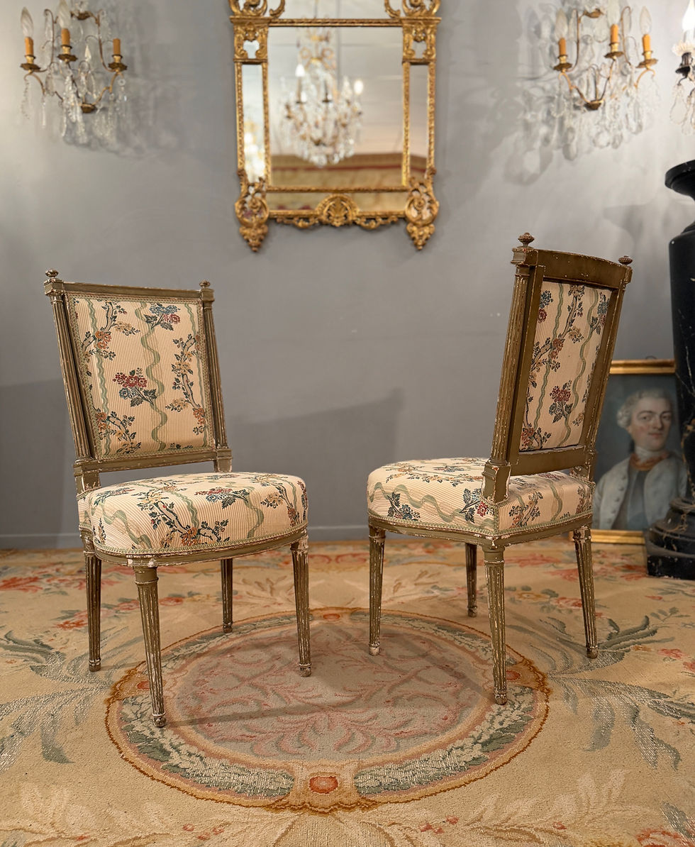 Thumbnail: Henri Jacob, Paire de Chaises en Bois Laqué Estampillées d'Epoque Louis XVI, Ver