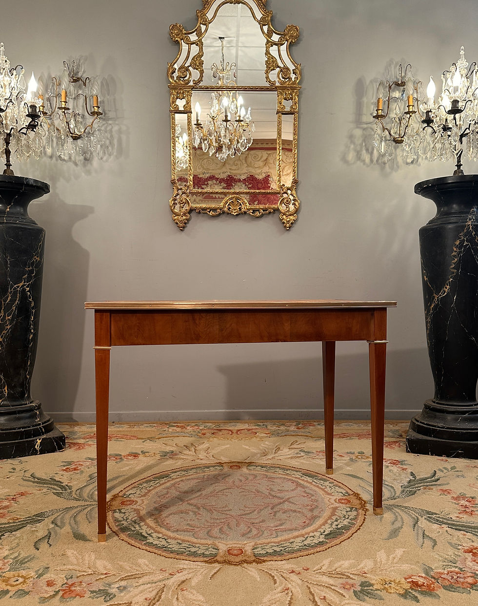 Miniature : Petit Bureau Plat En Acajou De Style Louis XVI Vers 1800