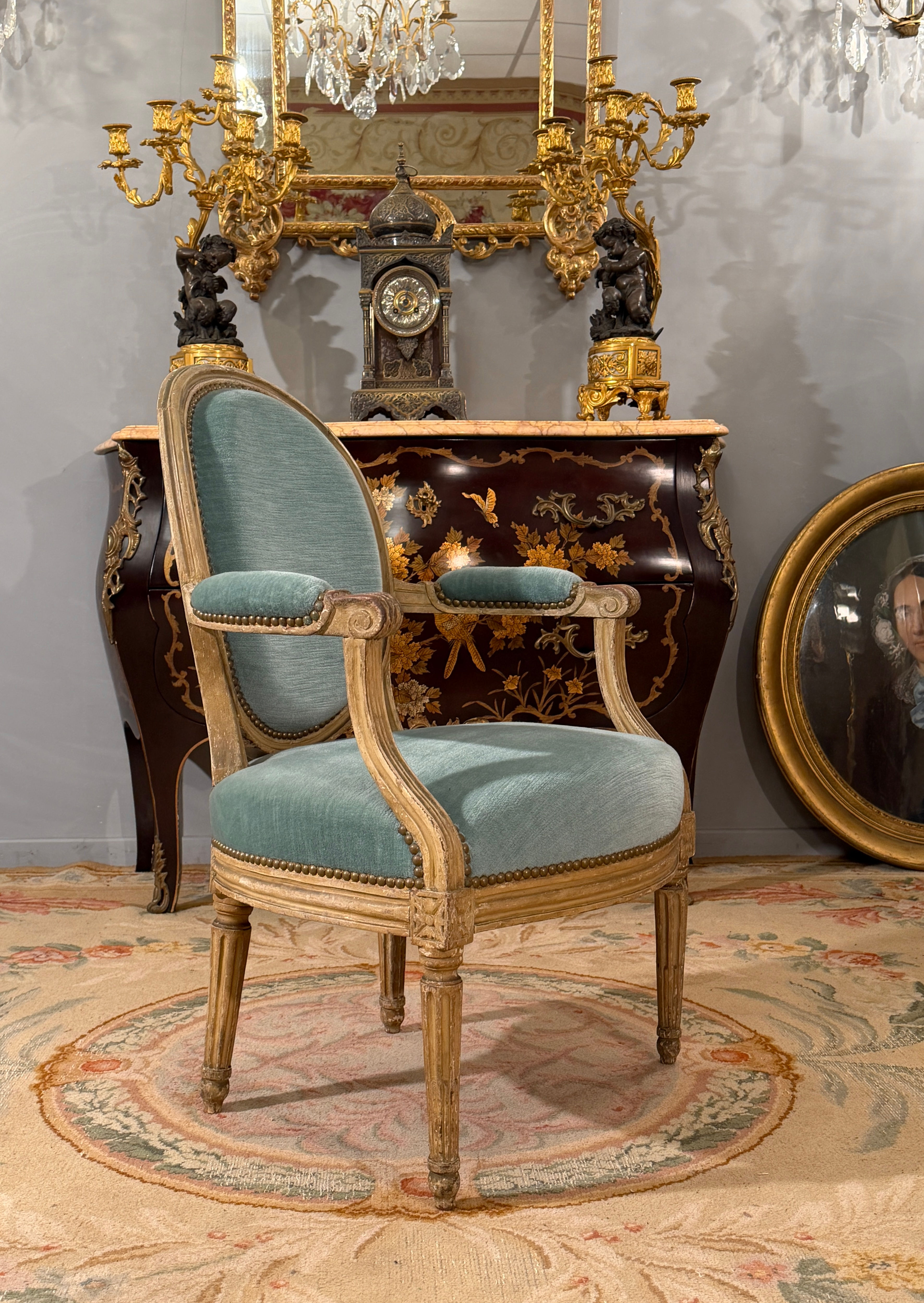 Denis Jullienne, Fauteuil Cabriolet Estampillé d'Epoque Louis XVI, Vers 1780