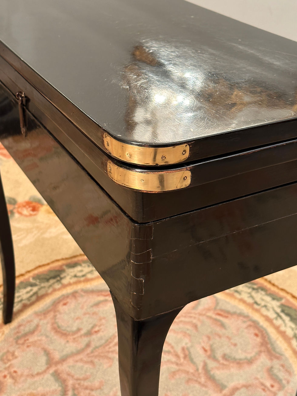 Miniature : Table A Jeu Tric Trac Laquée Noire d'Epoque Louis XV Vers 1750