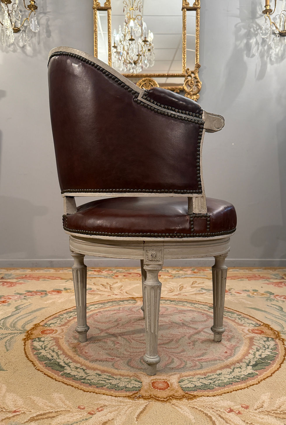 Miniatura: Fauteuil De Bureau Pivotant A Roulement d'Epoque Louis XVI, Vers 1780
