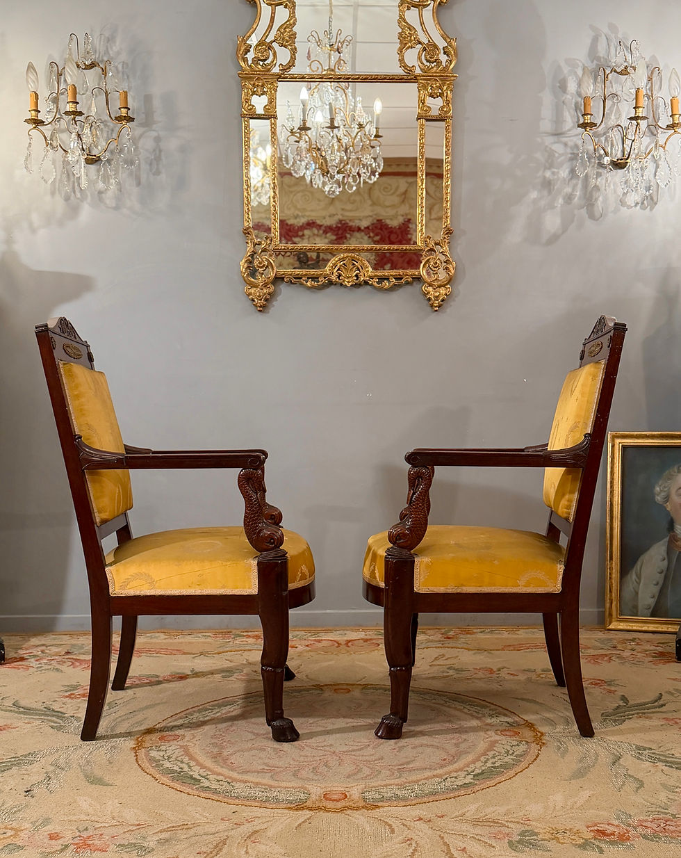 Miniatura: Jacob Desmalter, Paire de Fauteuils en Acajou Estampillés d'Epoque Empire, Vers