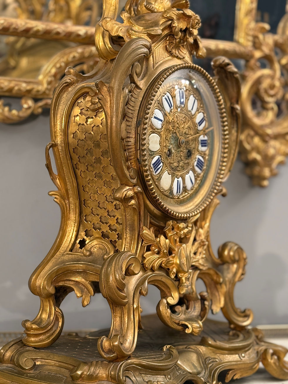 Miniature : Important Cartel En Bronzé Doré De Style Louis XV Vers 1880