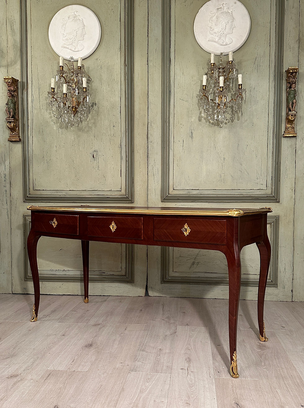 Miniature : Bureau Plat En Marqueterie d'Epoque Louis XV Vers 1750