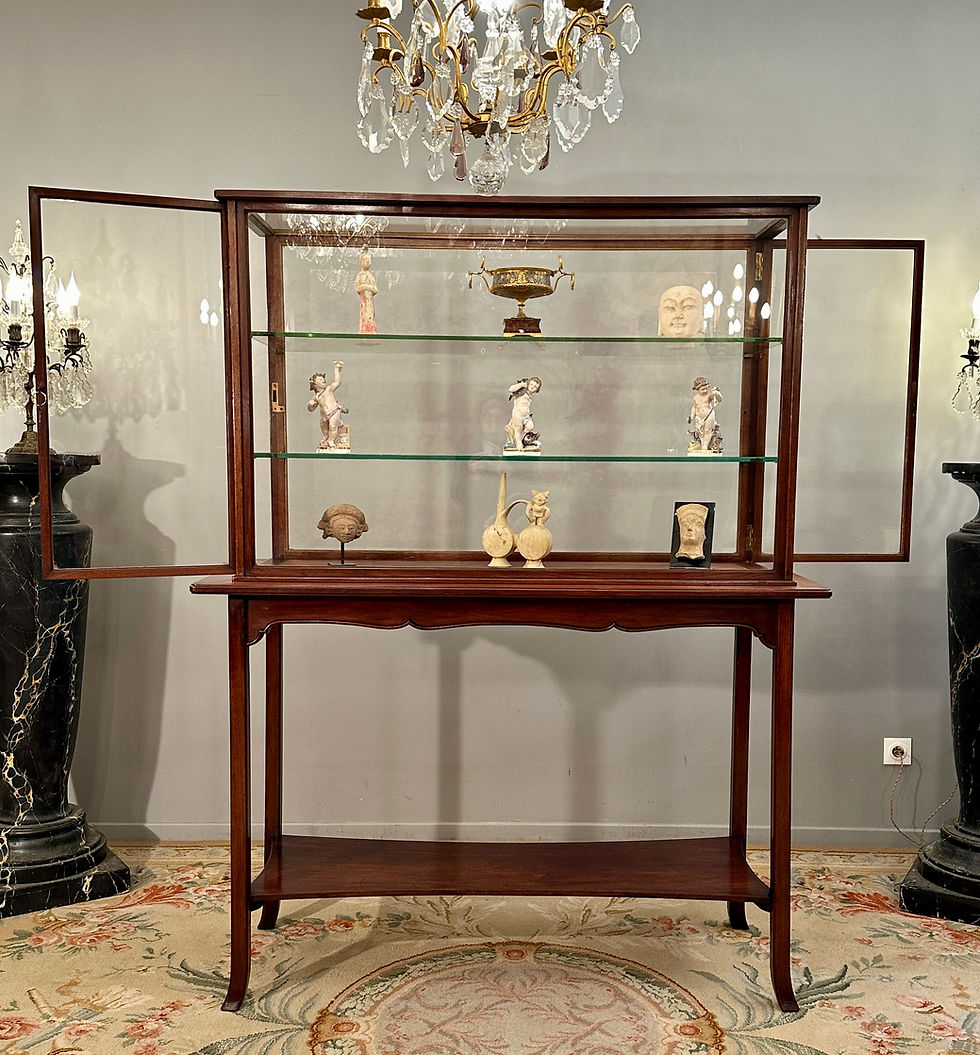 Miniature : Rare Vitrine d'Exposition Musée Collectionneur En Acajou Epoque Art Nouveau Vers