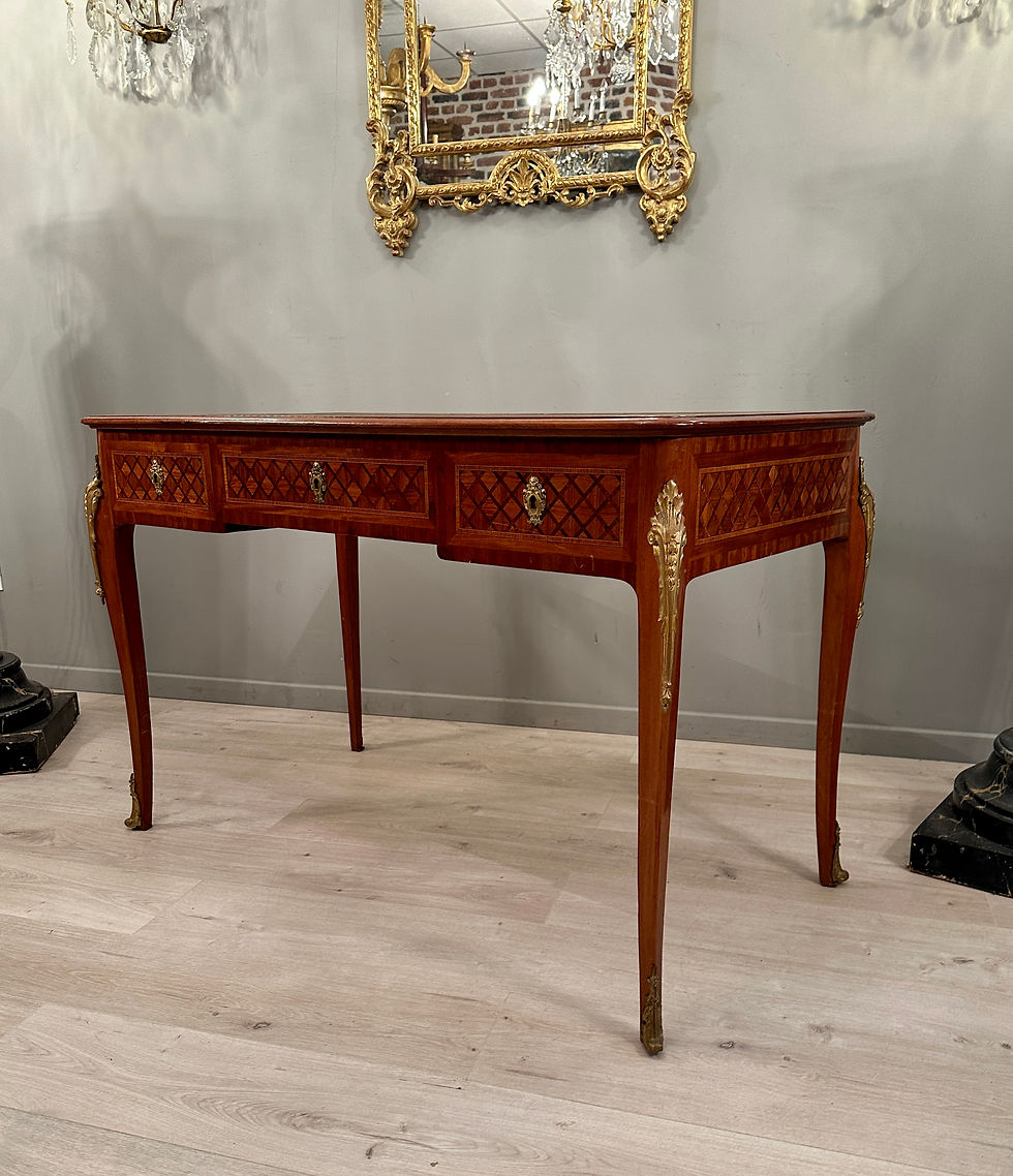 Thumbnail: Bureau Plat En Marqueterie De Style Transition Louis XV Louis XVI Epoque Fin XIX