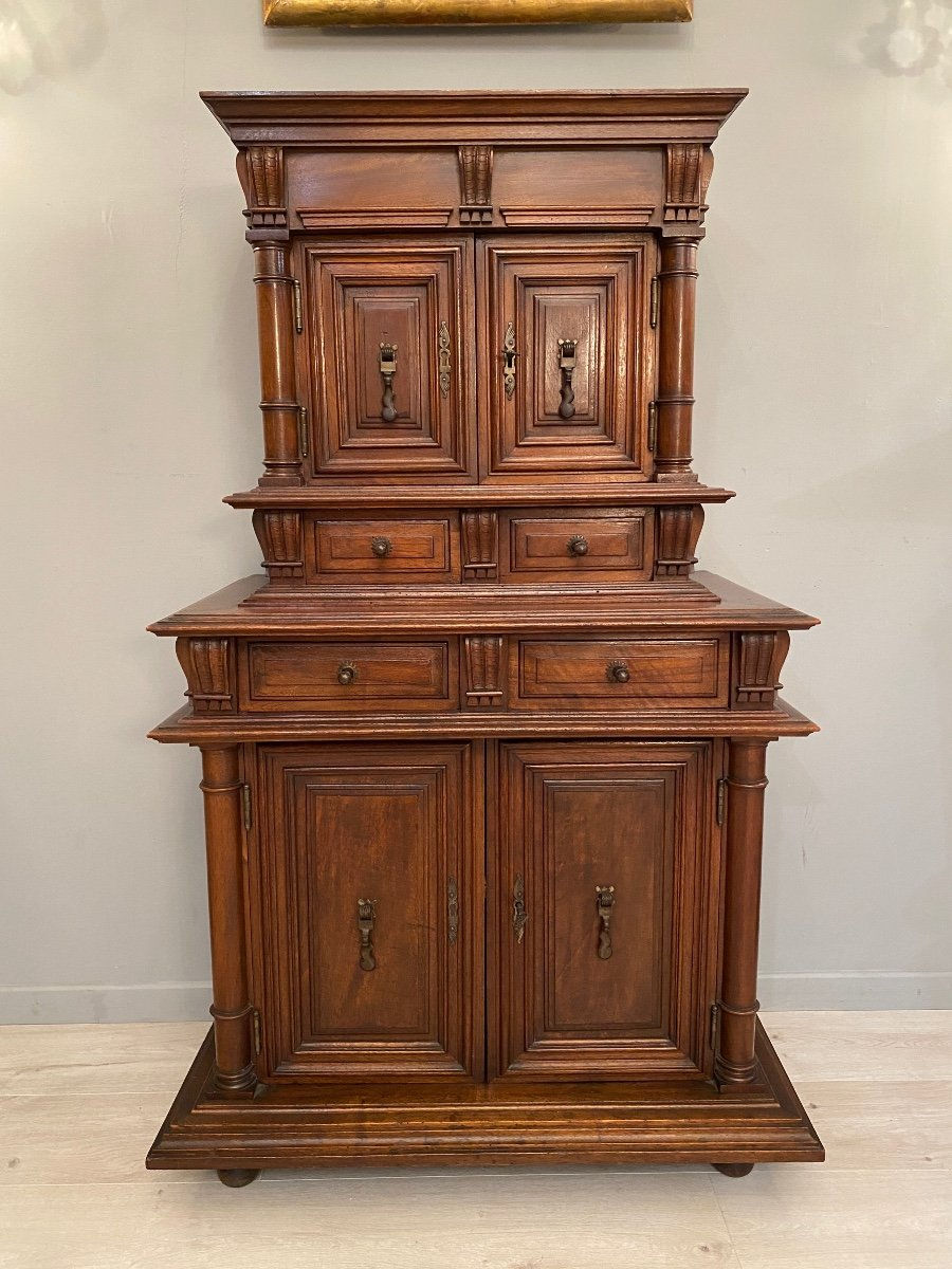 Miniatura: Petit Cabinet En Noyer Dans Le Gout De La Renaissance Epoque XIXème