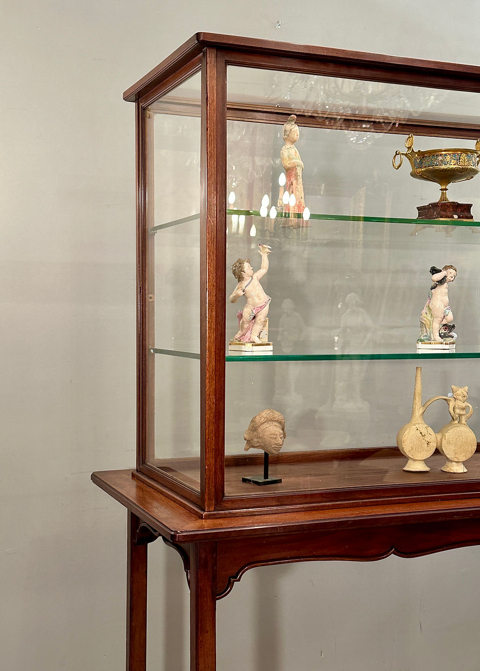 Miniature : Rare Vitrine d'Exposition Musée Collectionneur En Acajou Epoque Art Nouveau Vers