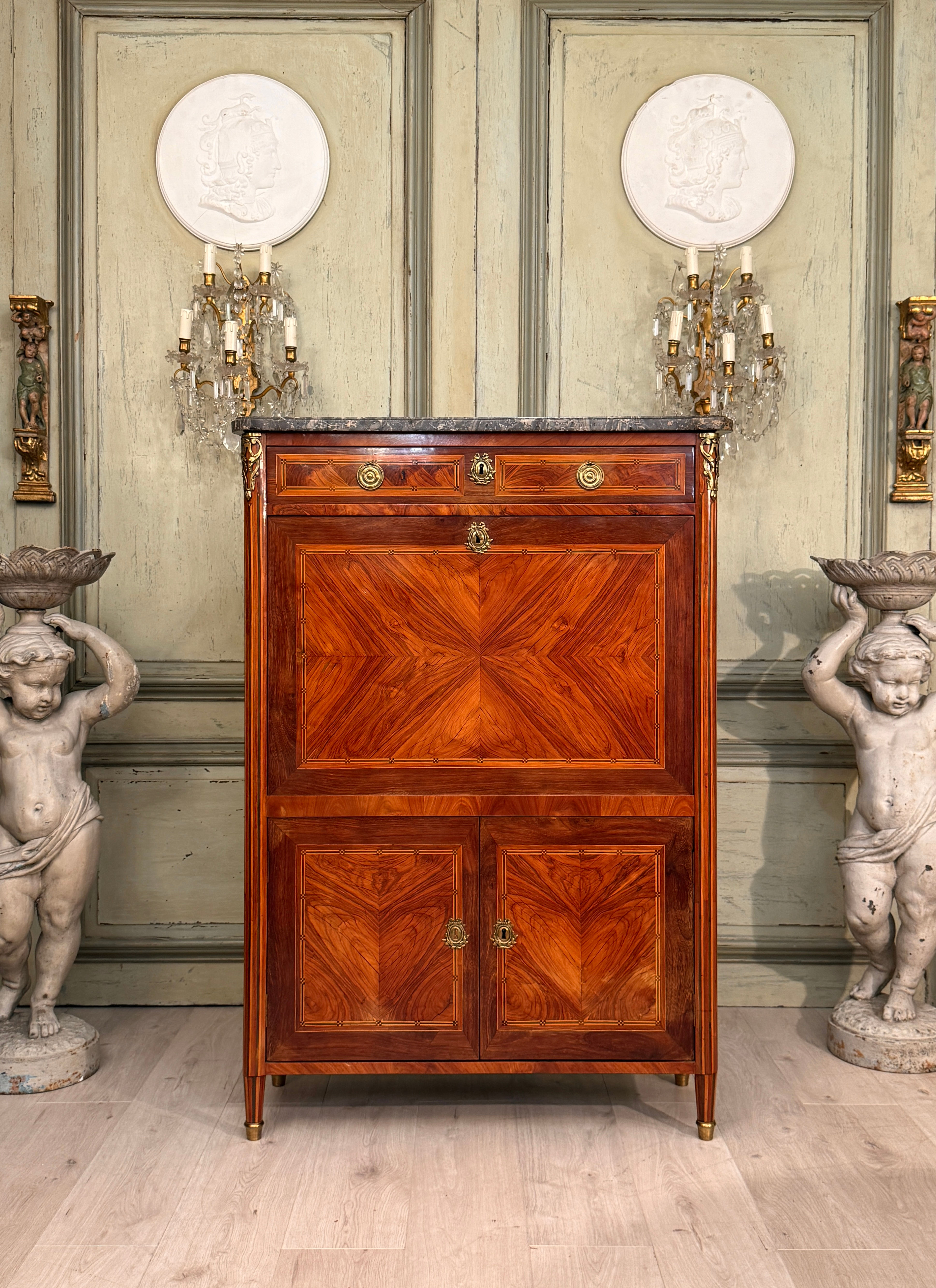 Secretaire En Marqueterie d'Epoque Louis XVI Vers 1780