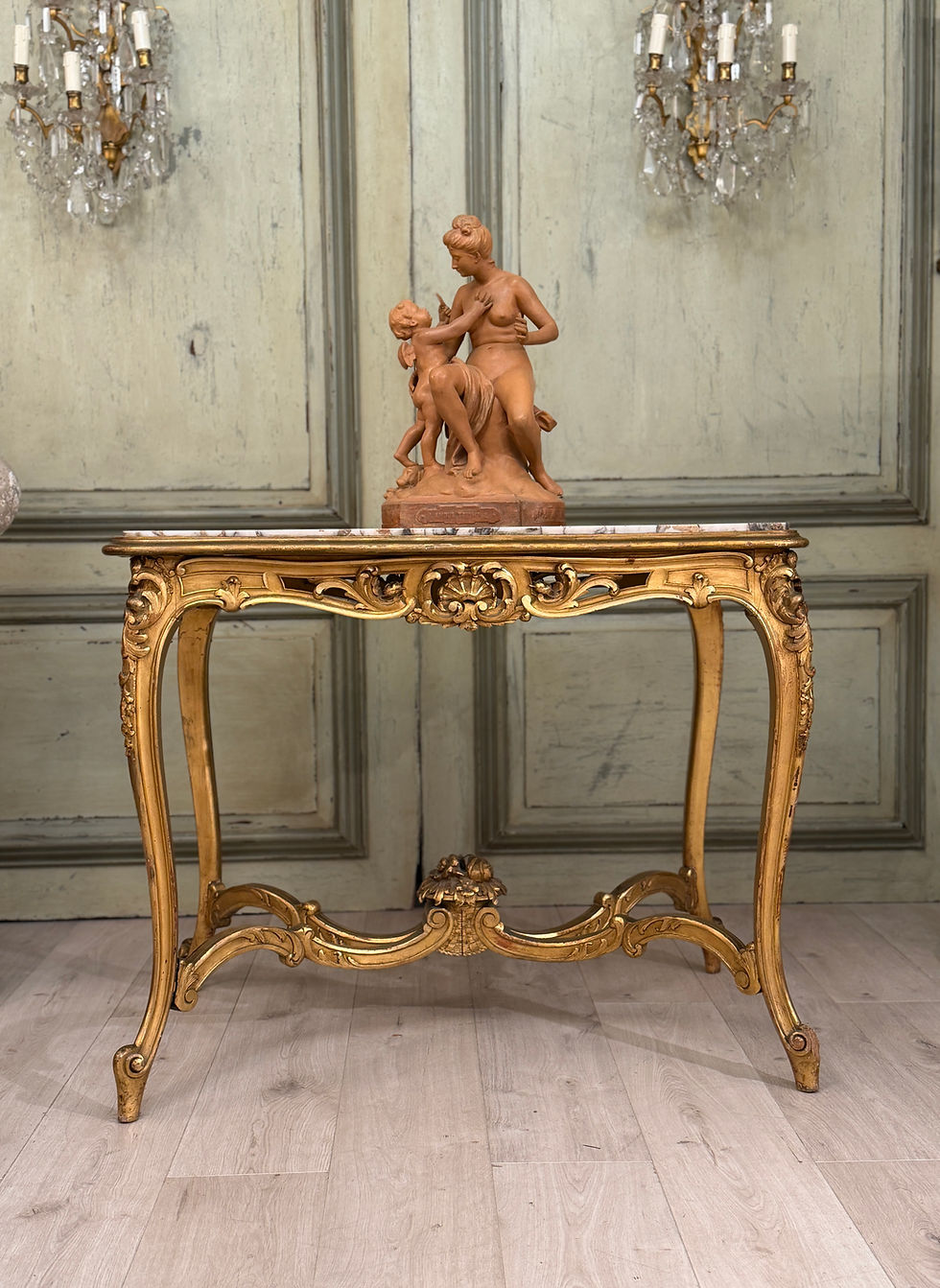 Miniatura: Table de Milieu en Bois Doré de Style Louis XV, Epoque Napoléon III