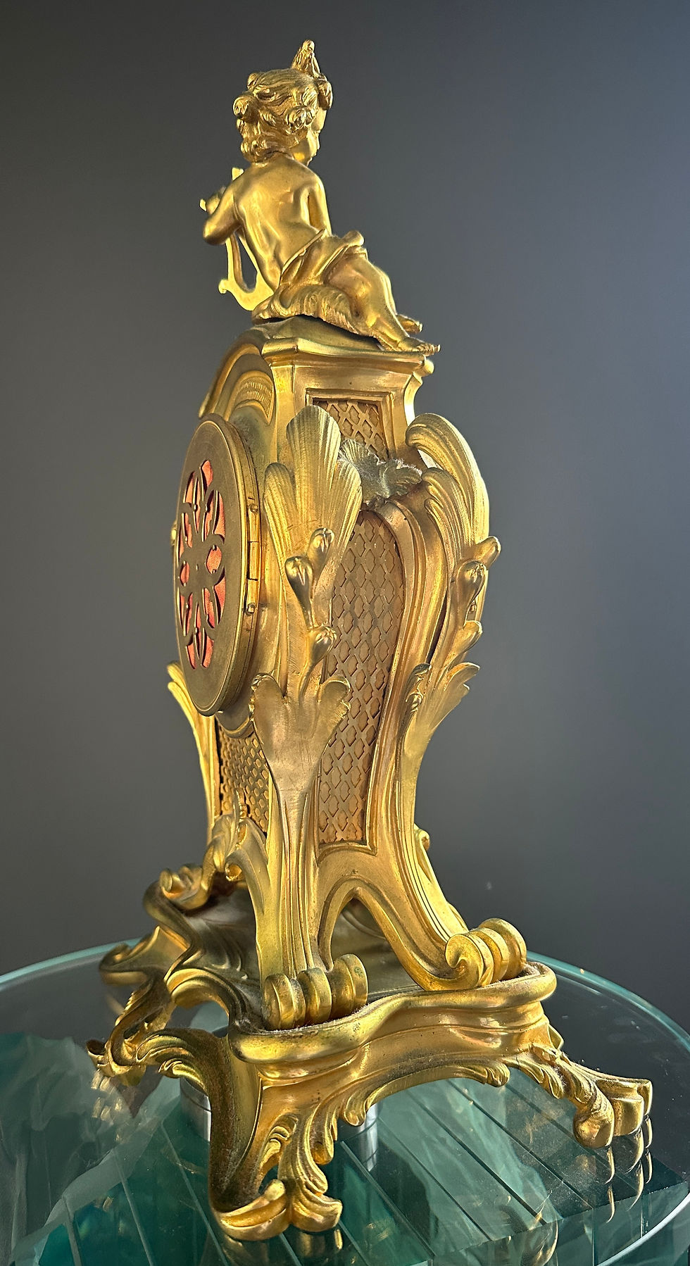 Miniature : Pendule En Bronze Doré De Style Louis XV Epoque XIXème