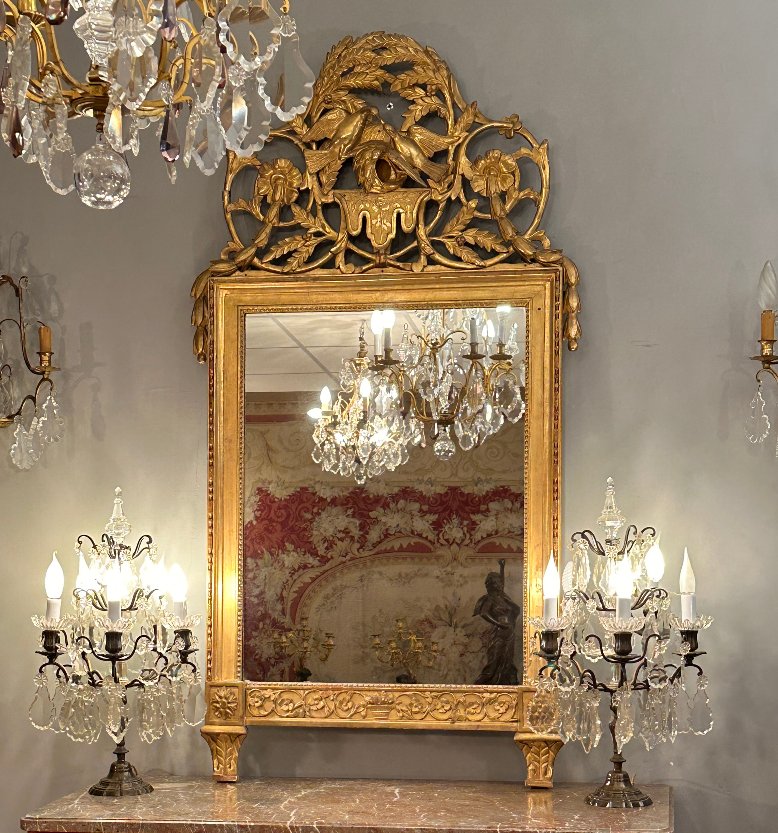 Grand Miroir En Bois Doré d'Epoque Louis XVI Vers 1780